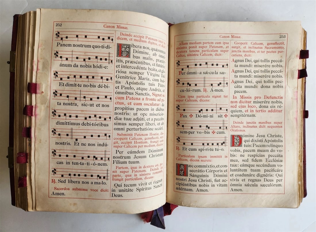 1905 MISSAL FOLIO antique LEATHER BINDING w/ BRASS FITTINGS Missale Romanum - 12