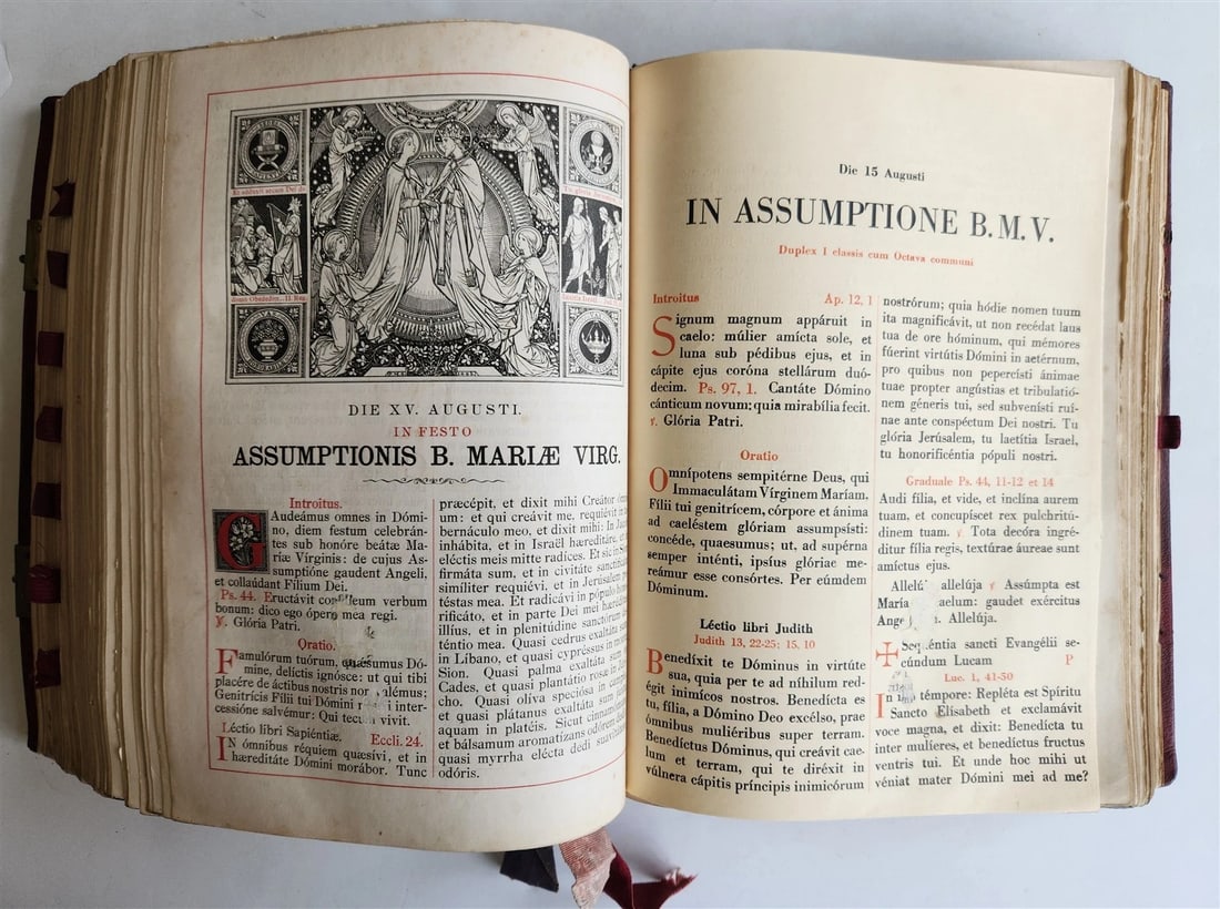 1905 MISSAL FOLIO antique LEATHER BINDING w/ BRASS FITTINGS Missale Romanum - 15