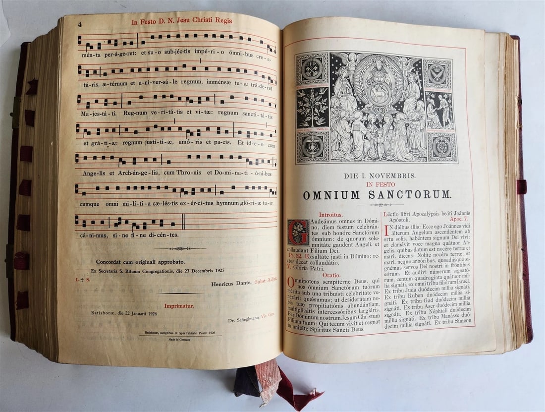1905 MISSAL FOLIO antique LEATHER BINDING w/ BRASS FITTINGS Missale Romanum - 19