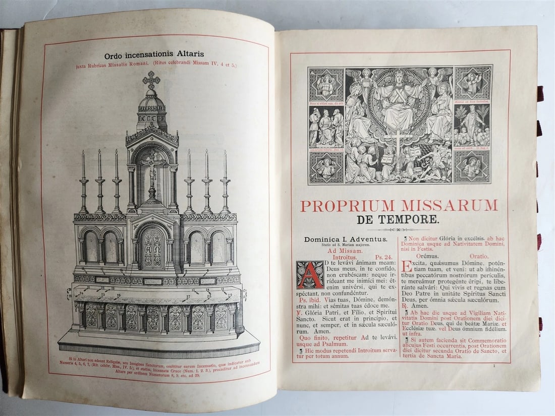 1905 MISSAL FOLIO antique LEATHER BINDING w/ BRASS FITTINGS Missale Romanum - 8