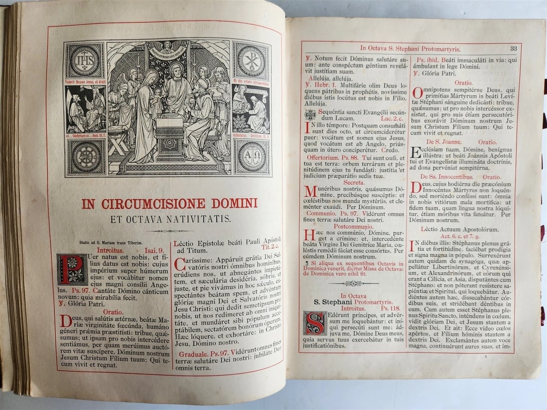 1905 MISSAL FOLIO antique LEATHER BINDING w/ BRASS FITTINGS Missale Romanum - 9