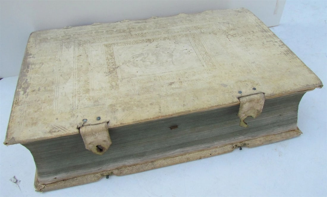 1759 PIGSKIN decorative BINDING ANTIQUE FOLIO Codex Regularum Lucae Holstenii V3 - 3