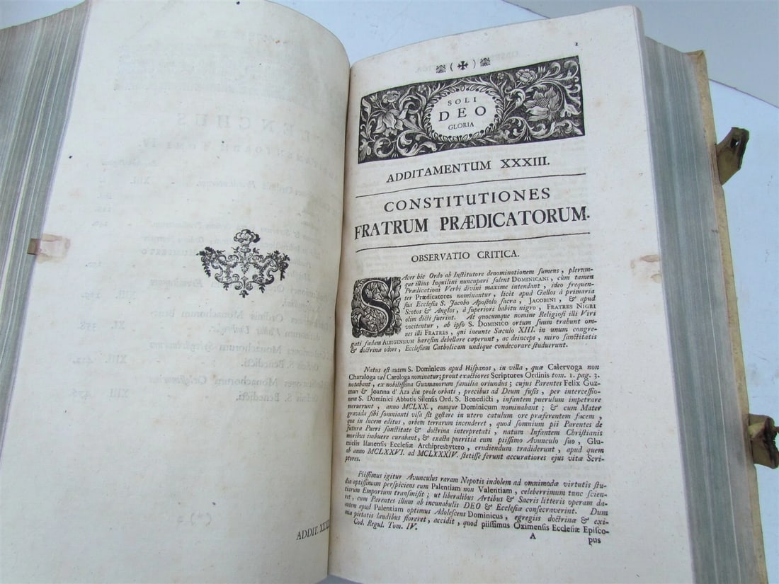 1759 PIGSKIN decorative BINDING ANTIQUE FOLIO Codex Regularum Lucae Holstenii V3 - 9
