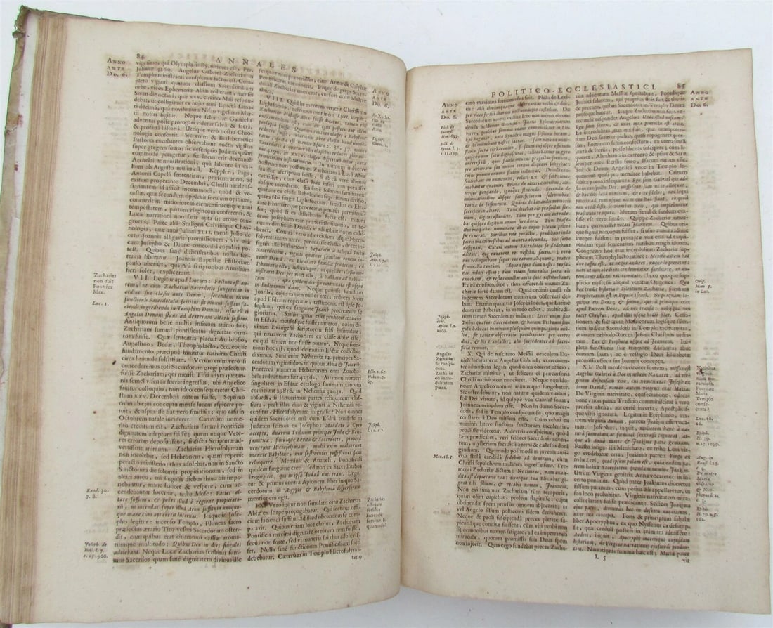 1706 VELLUM BOUND ANTIQUE FOLIO ANNALES POLITICO-ECCLESIASTICI by S. BASNAGII - 8