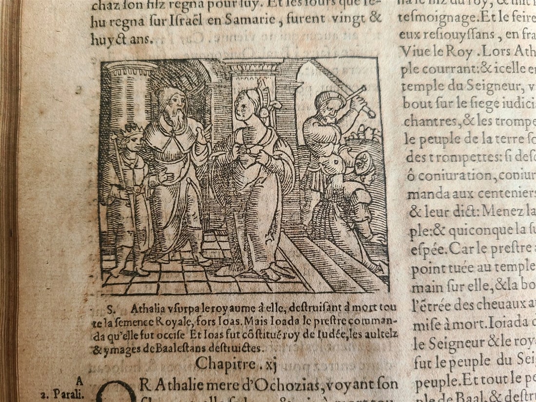 1550 BIBLE in FRENCH LOUVAIN ILLUSTRATED 16th CENTURY antique FOLIO rare - 18