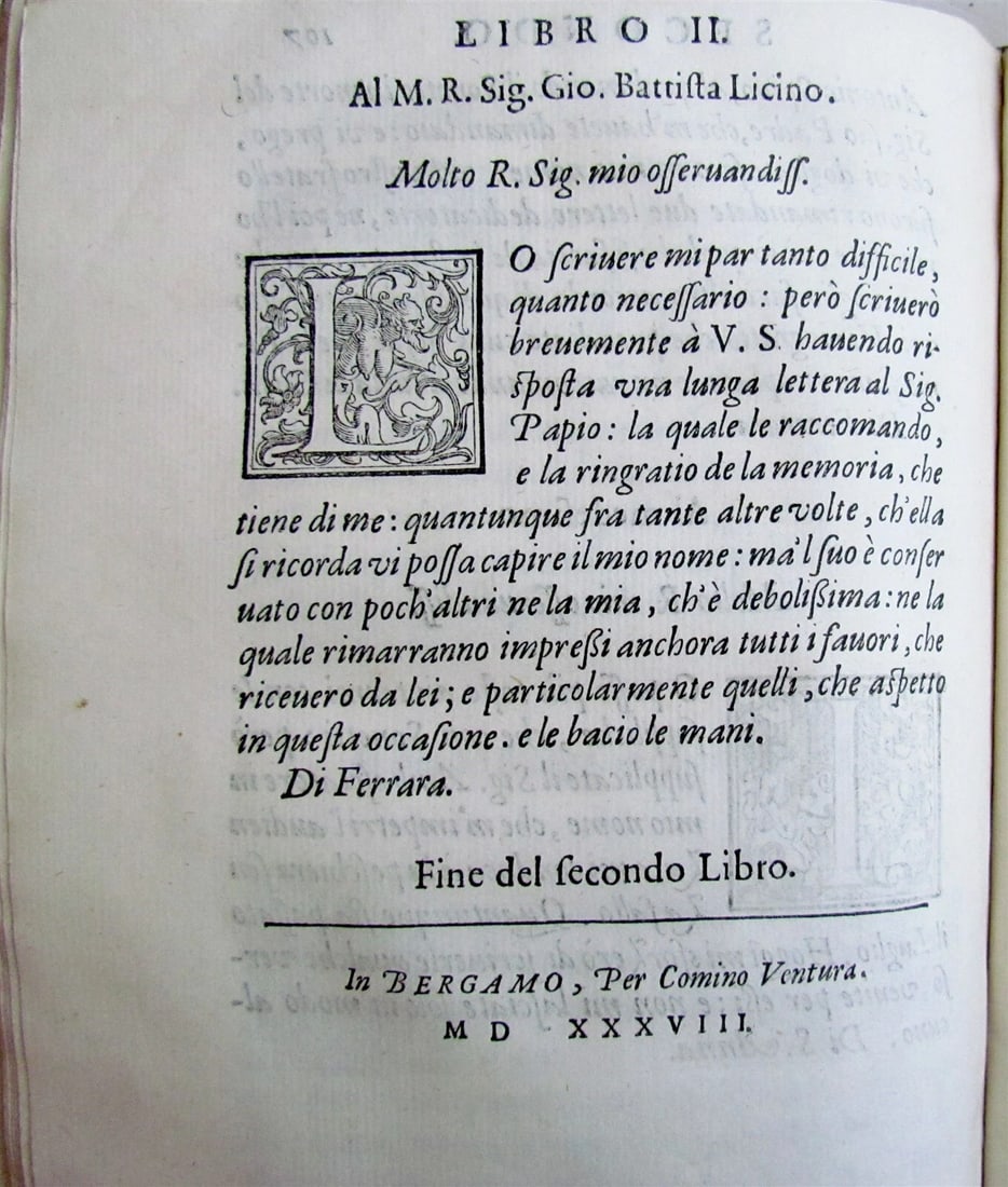1588 Delle lettere familiari del sig. TORQUATO TASSO antique vellum 16th century - 9