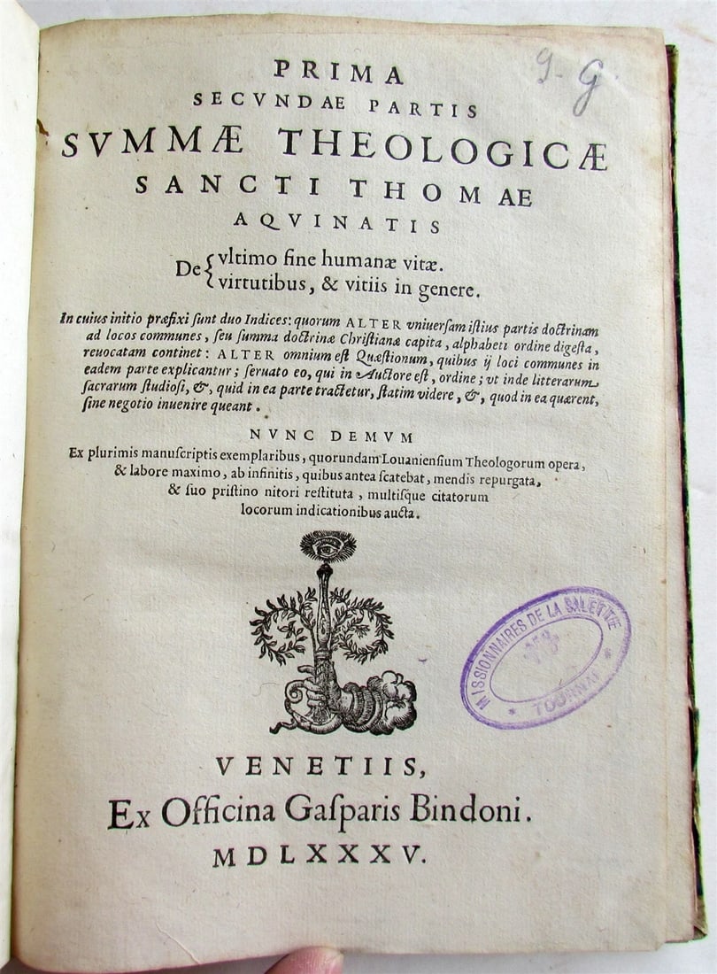 1585-86 5 VOLUMES THOMAS AQUINAS antique Summa totius Theologiae - 10