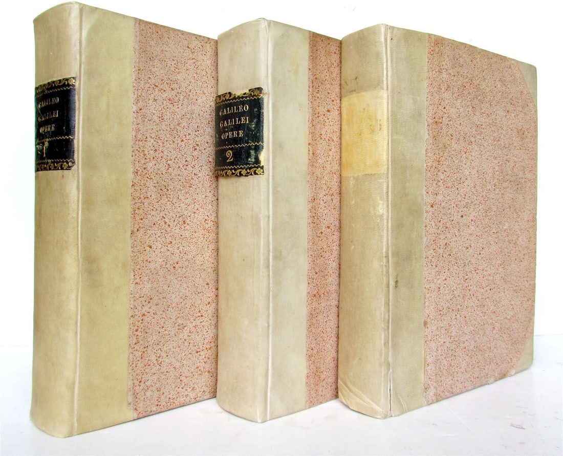 1718 GALILEO GALILEI 3 volumes OPERE illustrated VELLUM BOUND antique SCARCE - 2