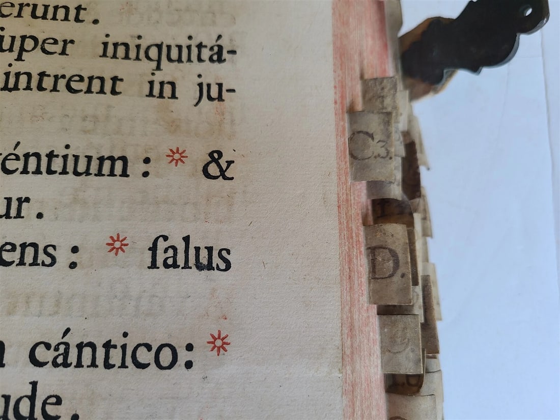 1756 CHORAL PSALTER IMPRESSIVE LARGE PIGSKIN FOLIO w/ METAL FITTINGS antique 16" - 14