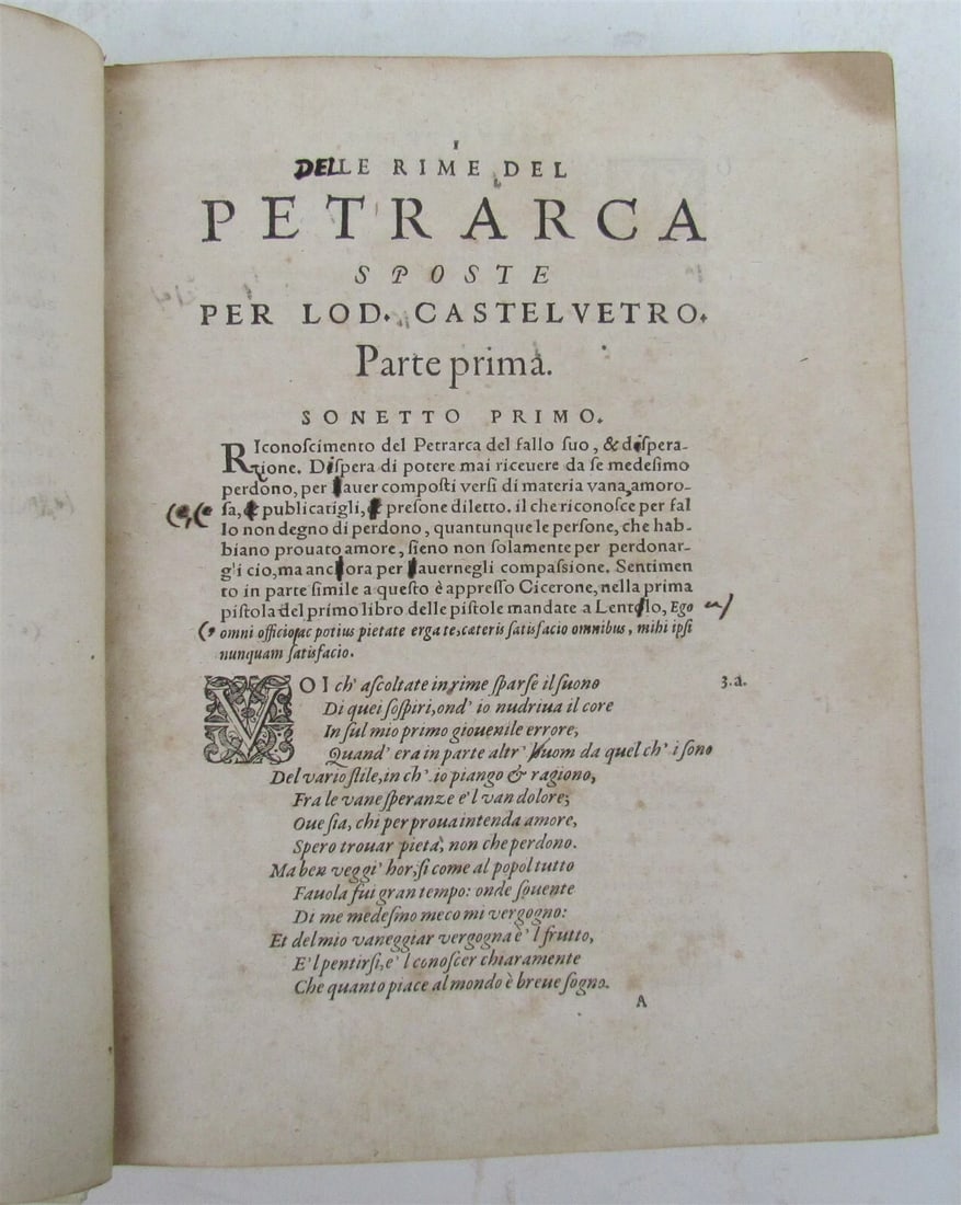 1582 POETRY by PETRARCH antique VELLUM BOUND book LE RIME DEL PETRARCA - 4