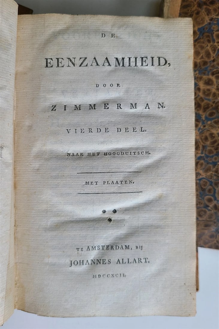 1789-92 PHILOSOPHY by J. ZIMMERMAN in DUTCH antique 4 VOLUMES illustrated - 10