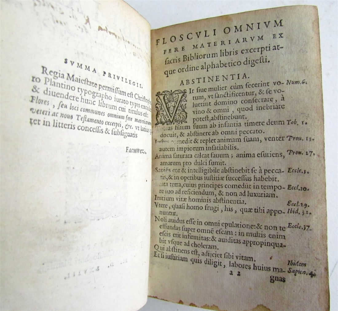 1565 BIBLE FLORES BIBLIA by PLANTIN antique 16th CENTURY - 5