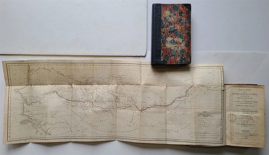 1800 MUNGO PARK TRAVELS to AFRICA 2 VOLS w/ MAP antique in ENGLISH (1 of 5)