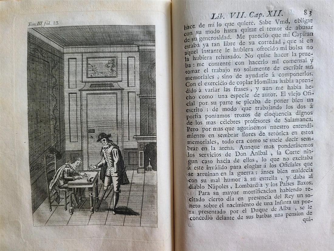 1787-1789 ADVENTURES of GIL BLASS 4 VOLUMES ILLUSTRATED antique in SPANISH - 12