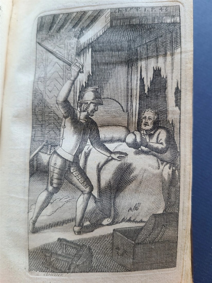 1716 DON QUIXOTE DE LA MANCHE 2 VOLS antique ILLUSTRATED RARE FRENCH EDITION - 16