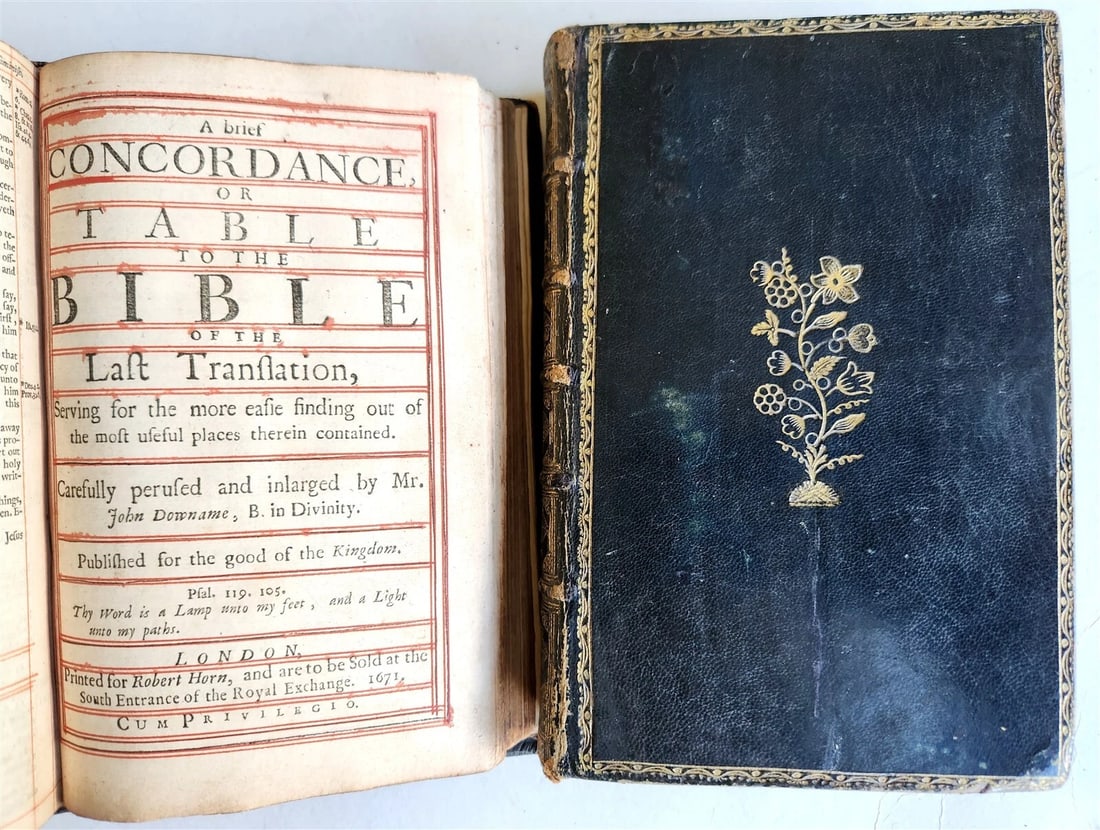 1679 BIBLE ENGLISH 2 VOLUMES antique Old & New Testament w/ Concordance & Psalms - 9