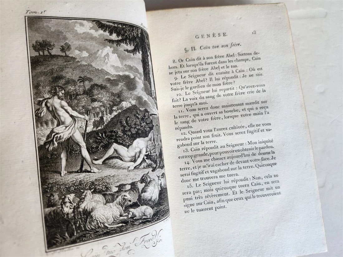 1789 BIBLE in FRENCH ILLUSTRATED w/ 300 PLATES 12 VOLUMES SET antique - 20