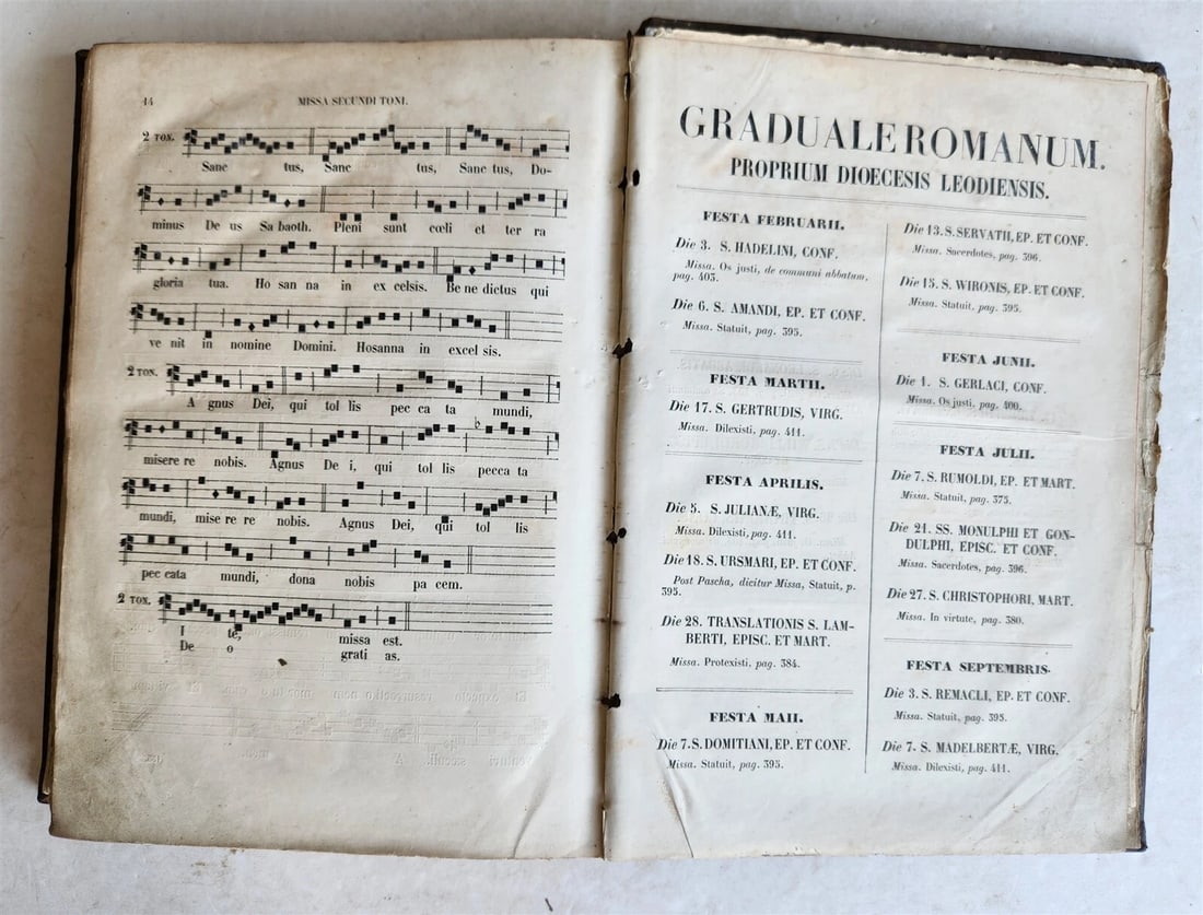 1854 GRADUALE ROMANUM antique ANTIPHONAL LARGE FOLIO 10.5 x 15" - 11