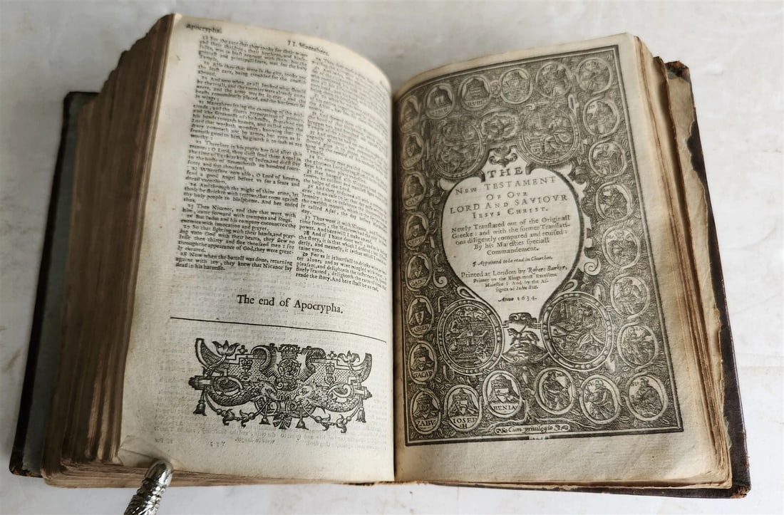 1634 BIBLE in ENGLISH King James antique ORIGINAL BINDING - 7