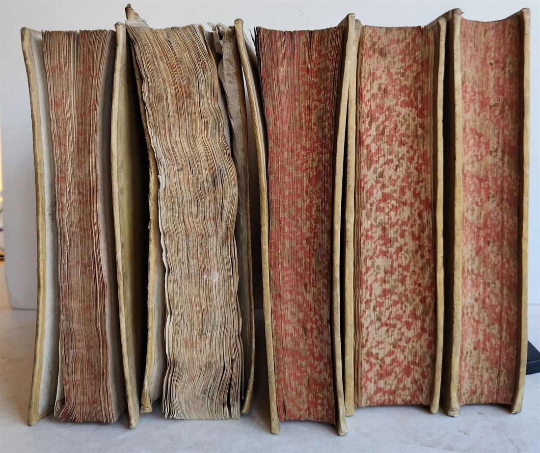 1713-1772 18th CENTURY BINDINGS - LOT of 5 VELLUM BOUND BOOKS antique - 2