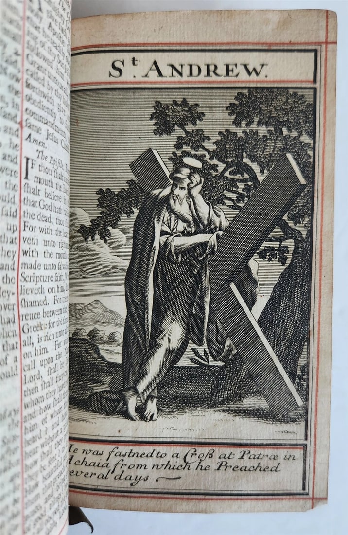1715 BOOK of PSALMS antique in ENGLISH original binding w/ silver corners 18th C - 14