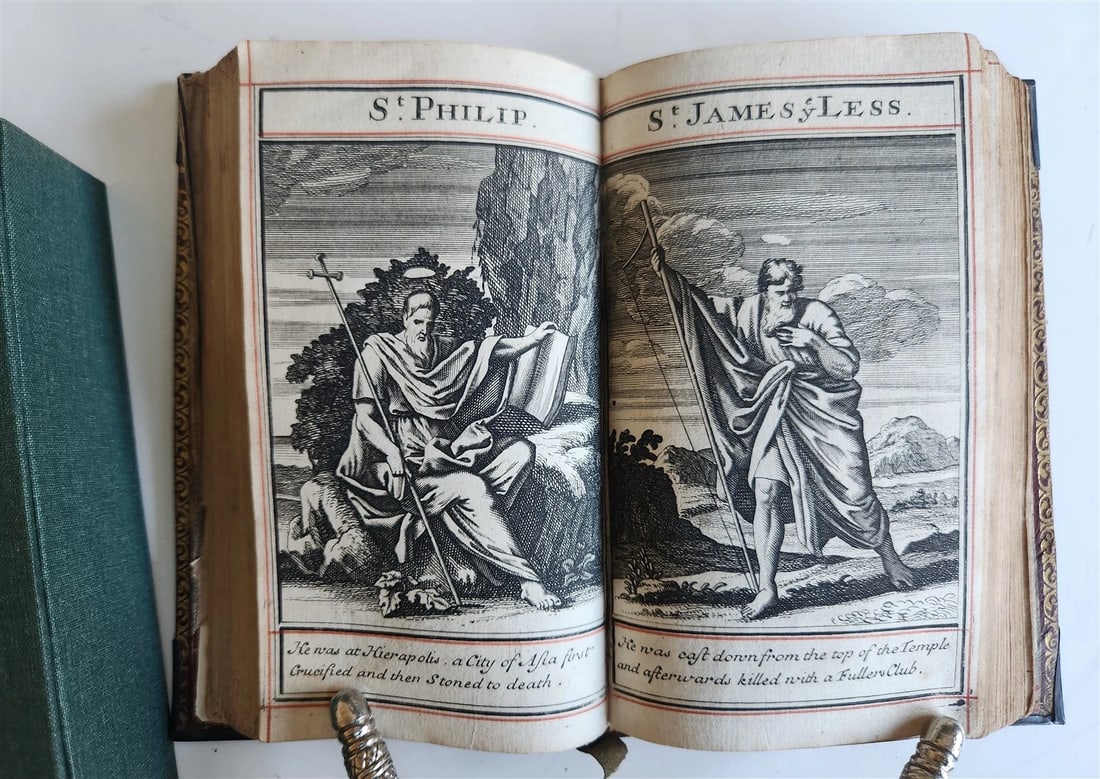1715 BOOK of PSALMS antique in ENGLISH original binding w/ silver corners 18th C - 17