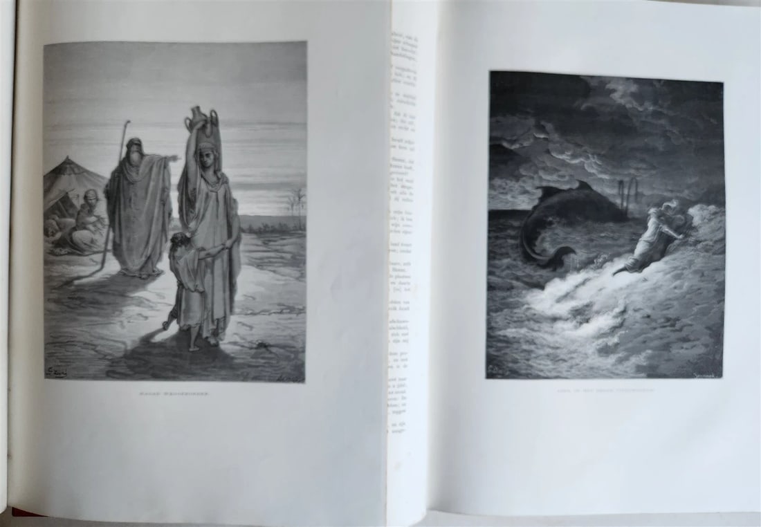 1870 BIBLE GUSTAVE DORE LLUSTRATED 2 VOLUMES MASSIVE FOLIO antique 200 plates - 13