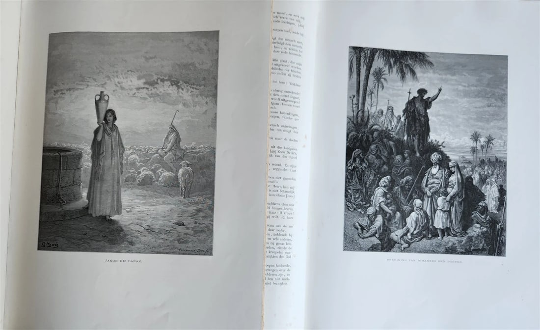 1870 BIBLE GUSTAVE DORE LLUSTRATED 2 VOLUMES MASSIVE FOLIO antique 200 plates - 20