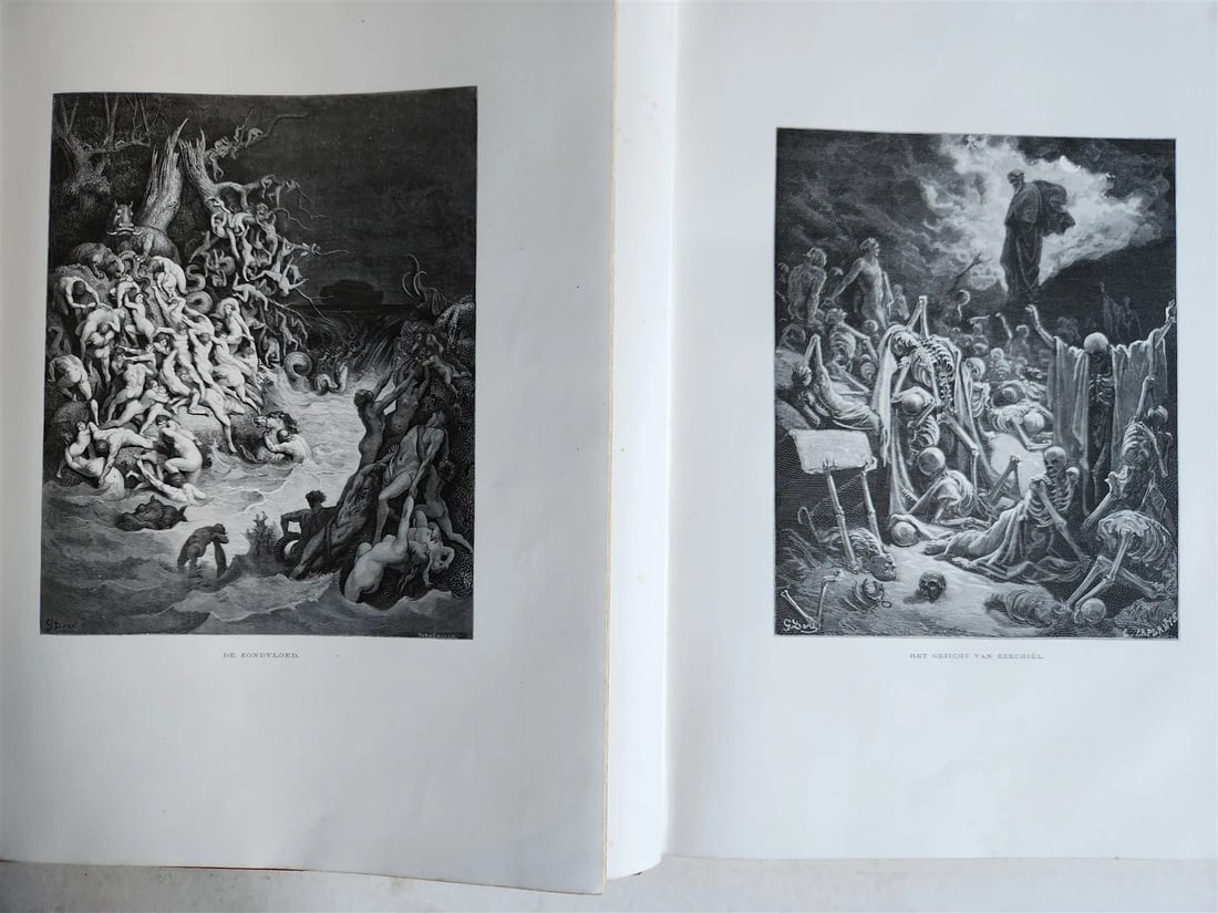 1870 BIBLE GUSTAVE DORE LLUSTRATED 2 VOLUMES MASSIVE FOLIO antique 200 plates - 6