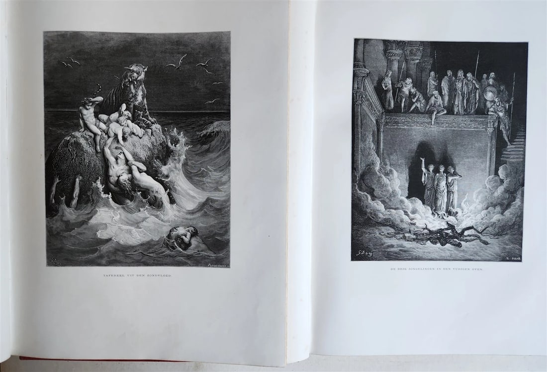 1870 BIBLE GUSTAVE DORE LLUSTRATED 2 VOLUMES MASSIVE FOLIO antique 200 plates - 8