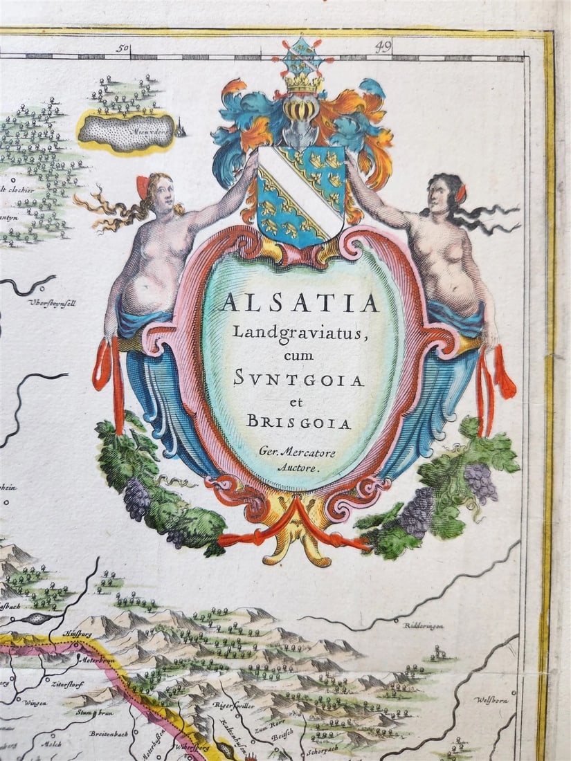 1635 ALSACE FRANCE antique MAP Alsatia Landgraviatus by MERCATOR - 2