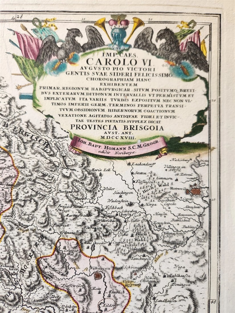 1718 Breisgau Soutwest Germany antique MAP antique PROVINCIA BRISGOIA - 2