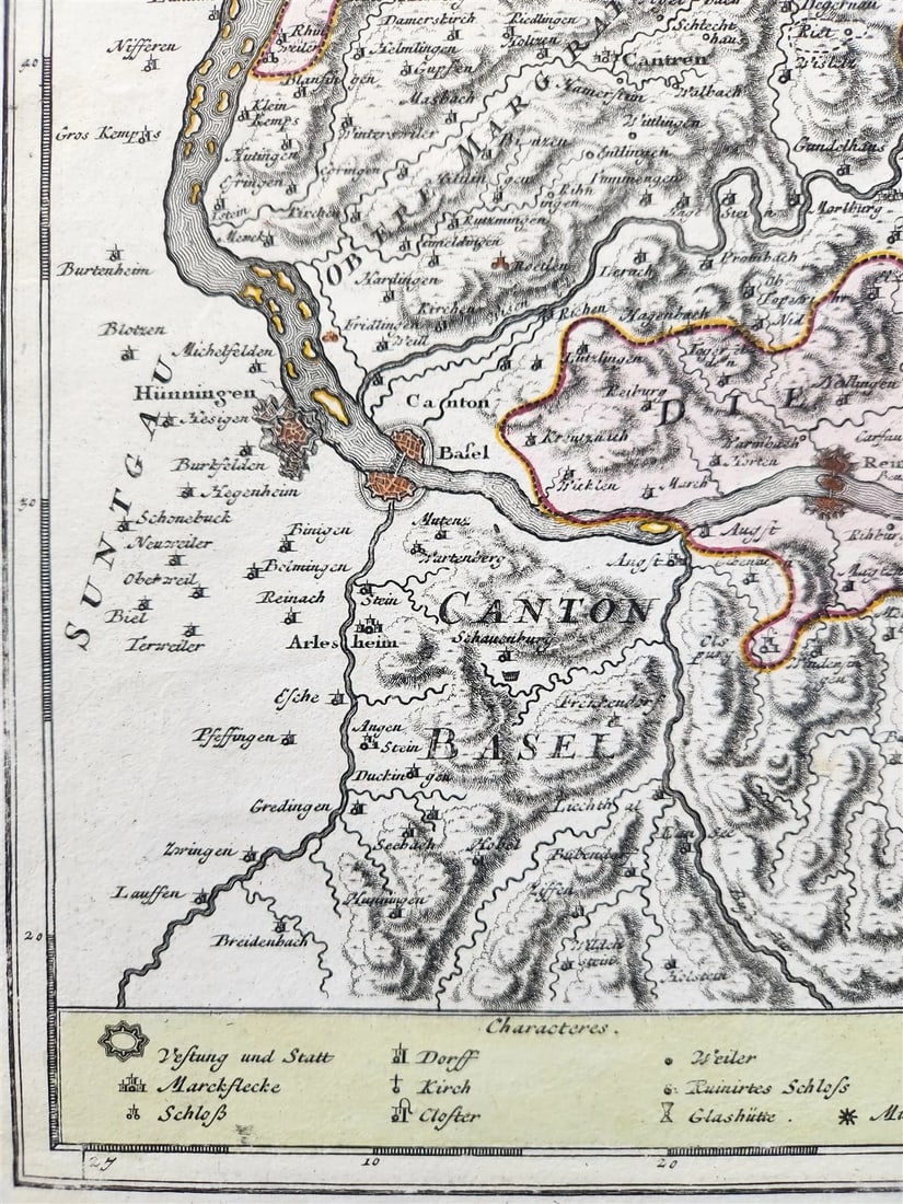 1718 Breisgau Soutwest Germany antique MAP antique PROVINCIA BRISGOIA - 4