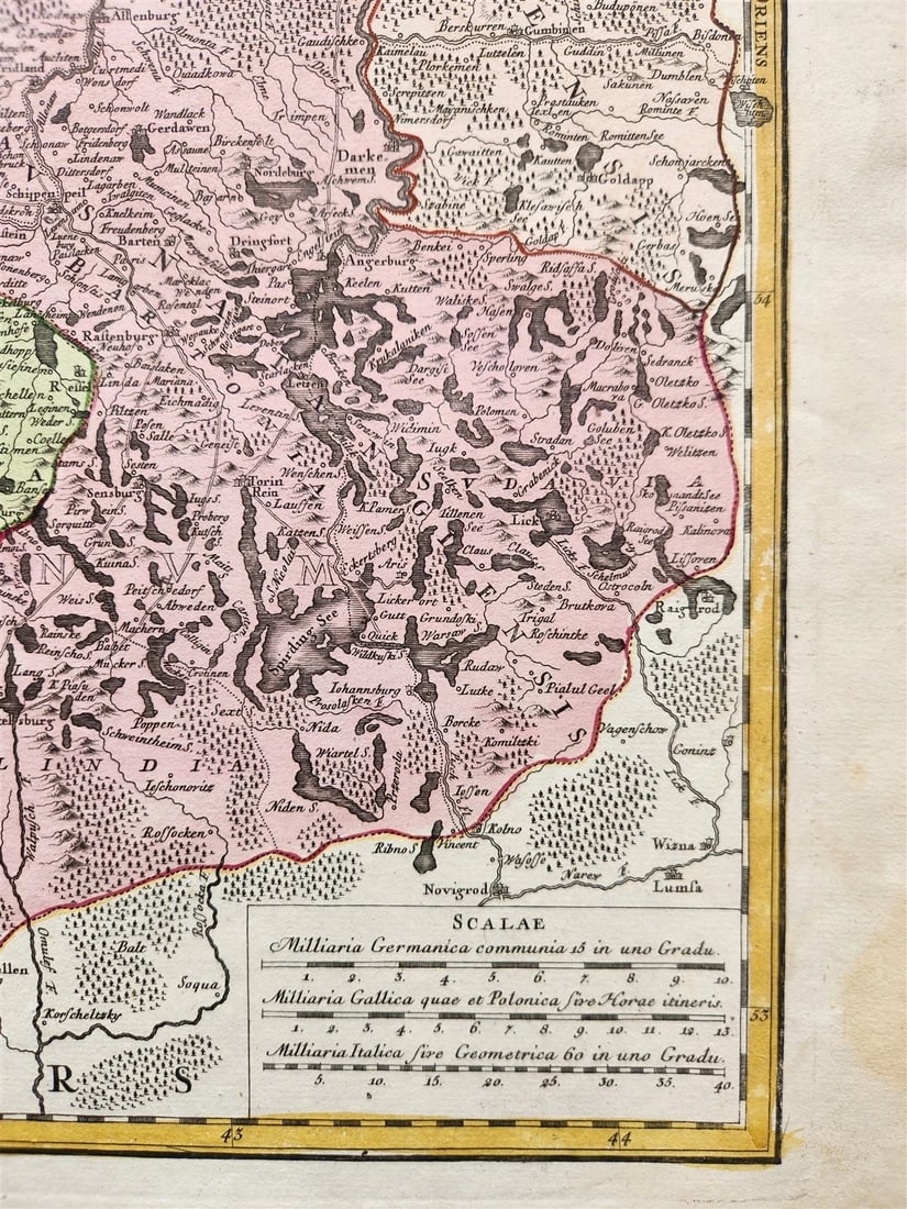 1716 GERMANY PRUSSIA POLAND LITHUANIA antique MAP by HOMANN-BORUSSIA - 4