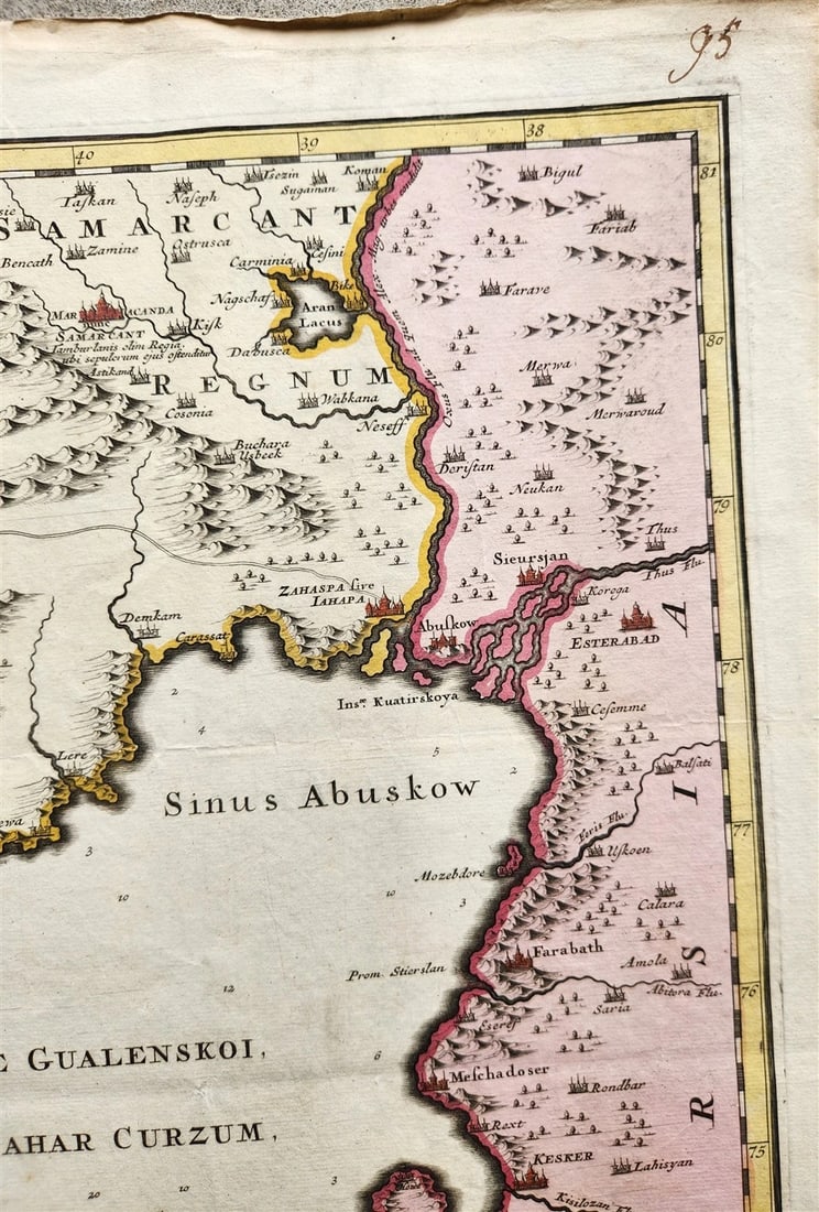 1720 CASPIAN SEA AREA antique MAP Russia RARE - 6