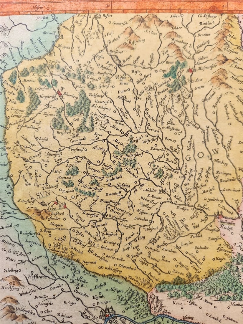 1623 ALSACE FRANCE antique MAP Gerhard Mercator - Hendricus Hondius - 3