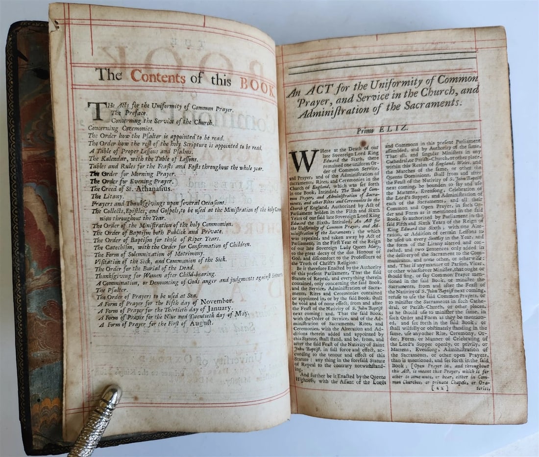 1716 BOOK of COMMON PRAYER w/ PSALTER or PSALMS of DAVID antique in ENGLISH - 6