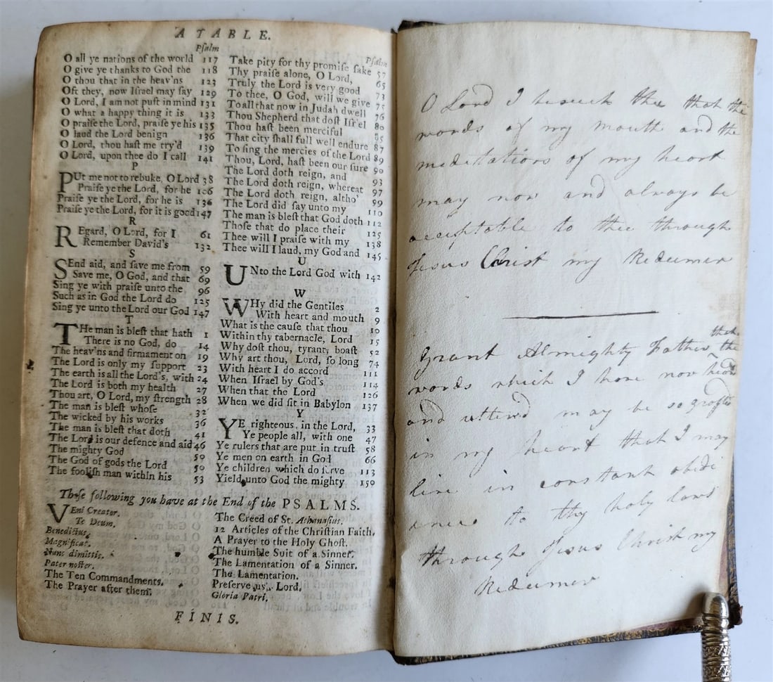 1725 BOOK of COMMON PRAYER w/ PSALTER or PSALMS of DAVID antique in ENGLISH - 14