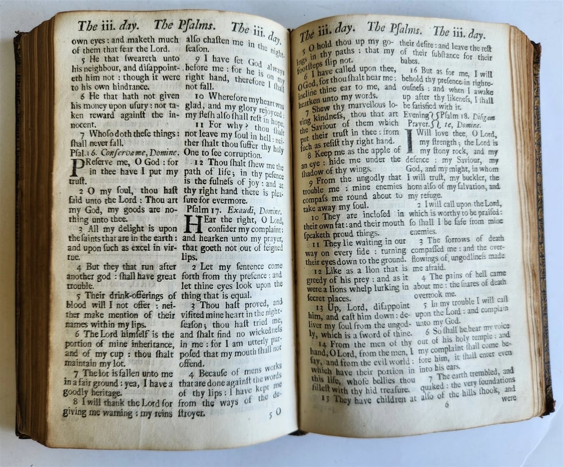 1725 BOOK of COMMON PRAYER w/ PSALTER or PSALMS of DAVID antique in ENGLISH - 19