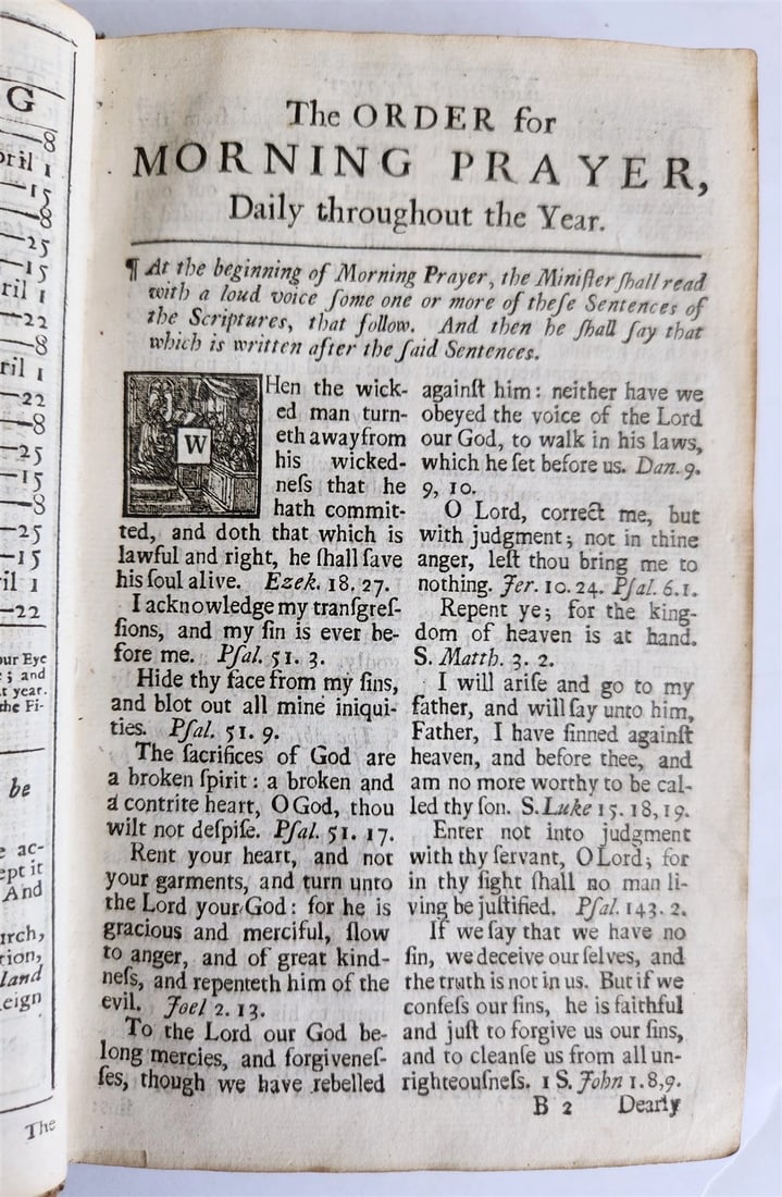 1725 BOOK of COMMON PRAYER w/ PSALTER or PSALMS of DAVID antique in ENGLISH - 9