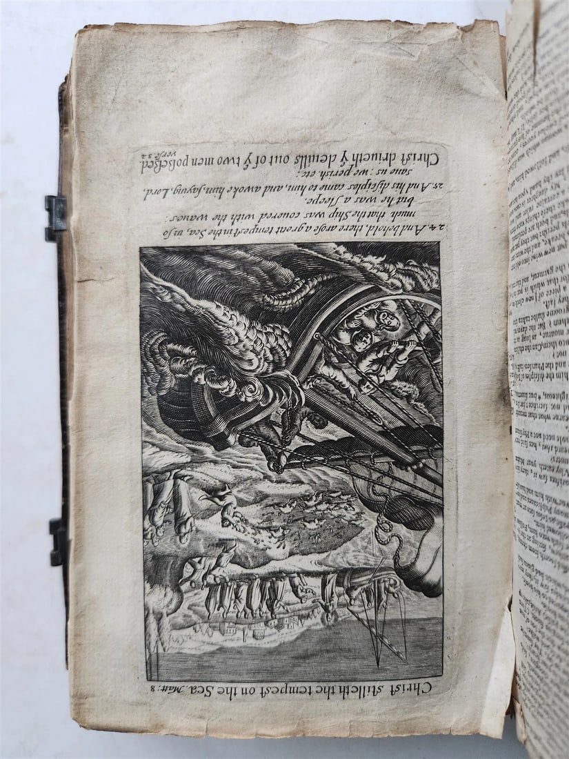 1631-34 BIBLE in ENGLISH ILLUSTRATED NEW TESTAMENT COMMON PRAYERS PSALMS antique - 8