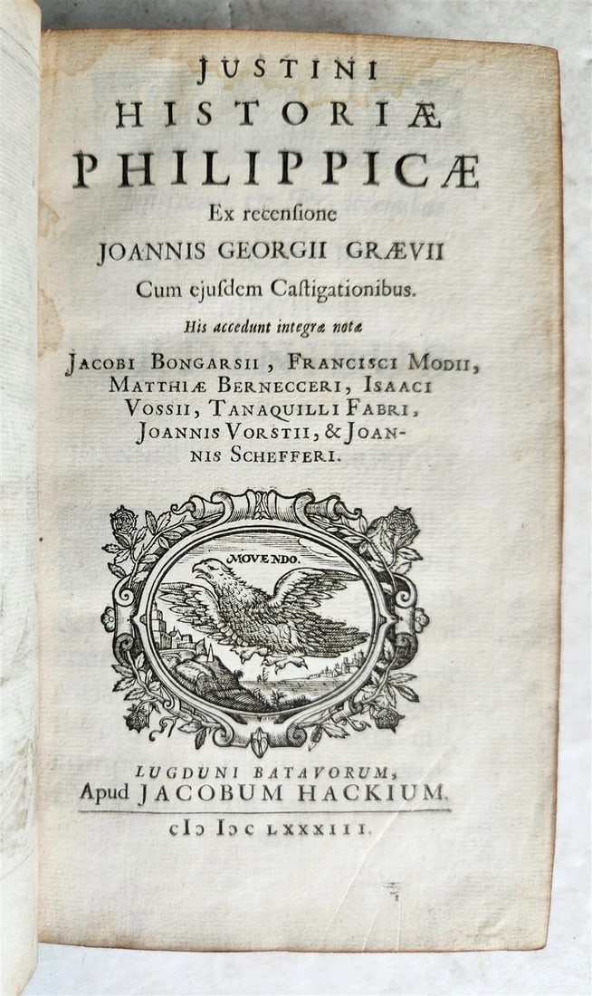1683 HISTORIAE PHILIPPICAE by JUSTINIUS DECORATIVE BINDING antique - 3