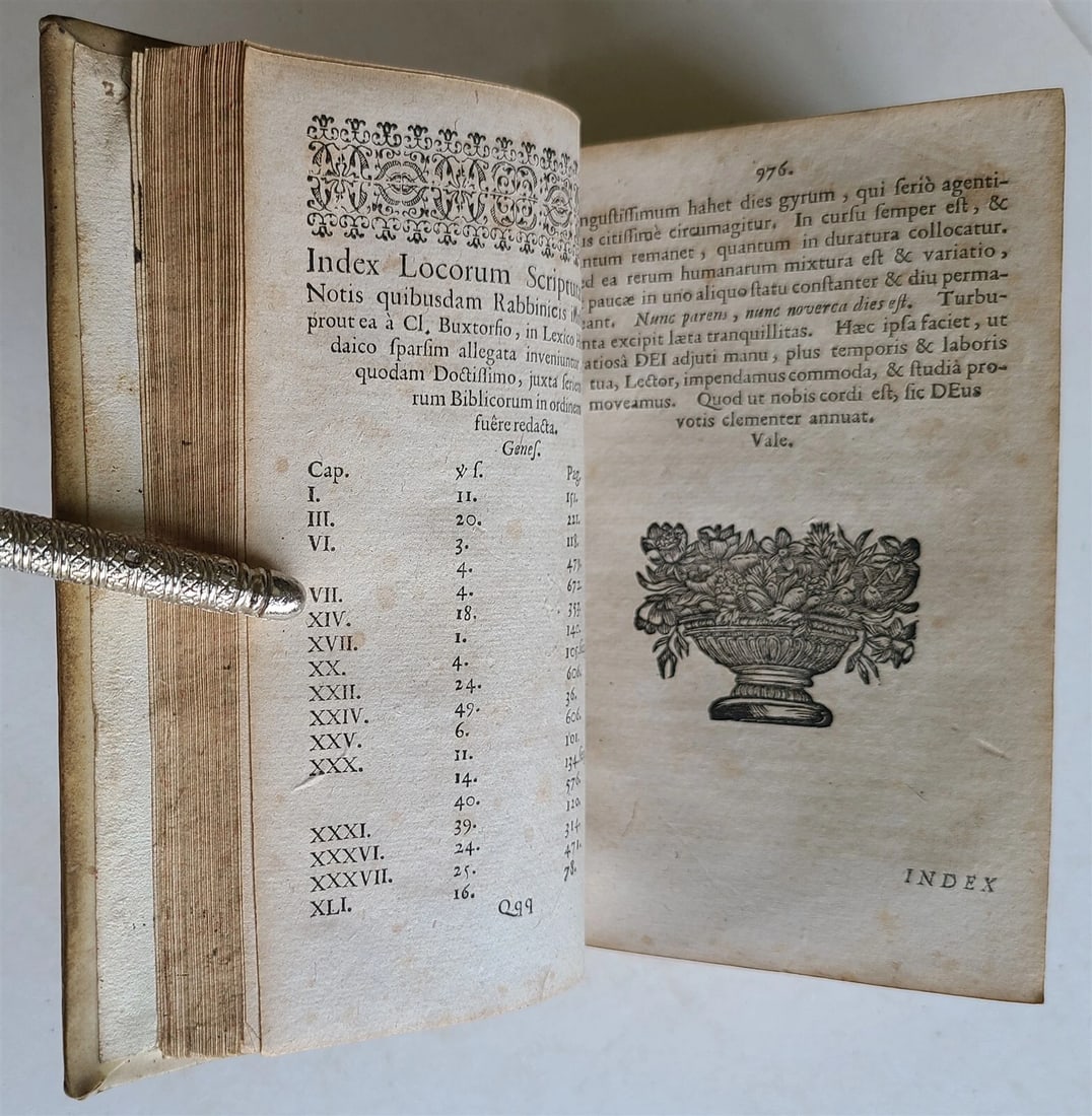 1710 LEXICON HEBRAICUM & CHALDAICUM by BUXTORF ANTIQUE VELLUM BINDING - 11
