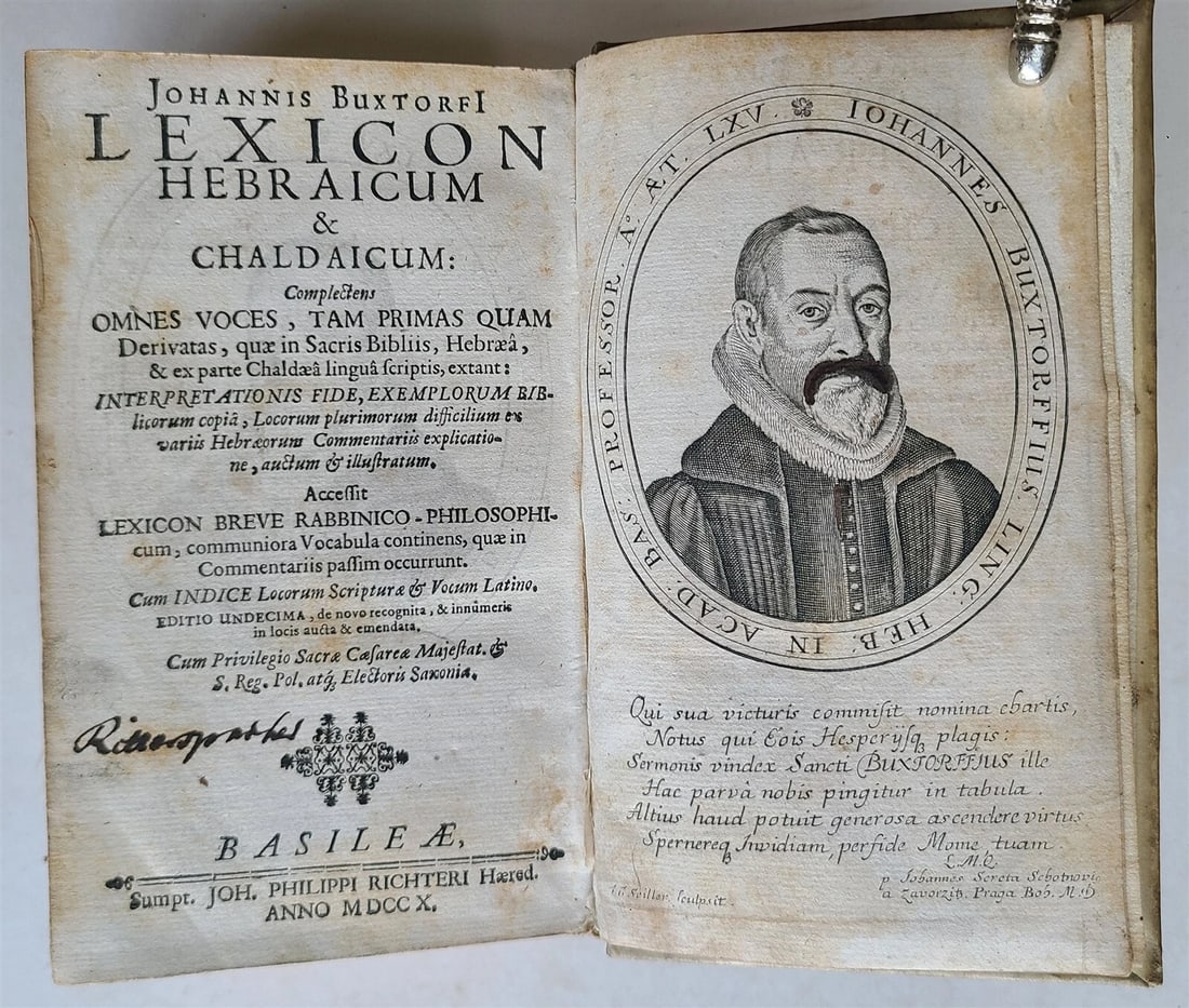 1710 LEXICON HEBRAICUM & CHALDAICUM by BUXTORF ANTIQUE VELLUM BINDING - 5