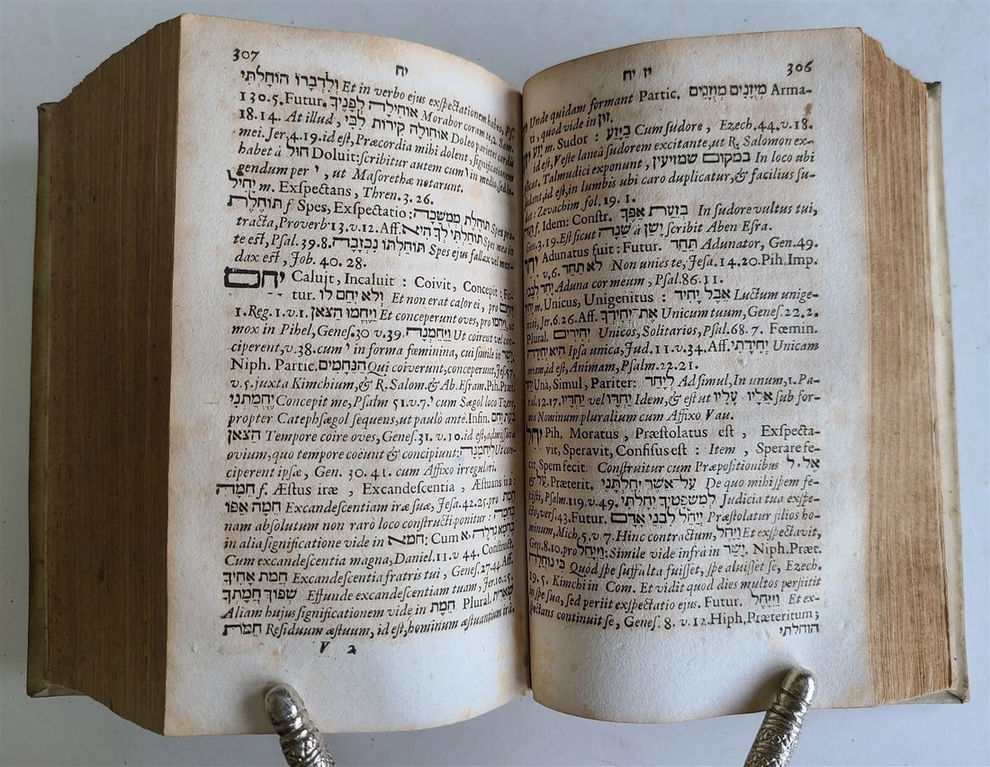 1710 LEXICON HEBRAICUM & CHALDAICUM by BUXTORF ANTIQUE VELLUM BINDING - 8