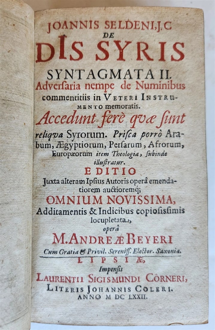 1672 ORIENTAL RELIGIONS TREATISE by JOHN SELDEN antique VELLUM BOUND - 5