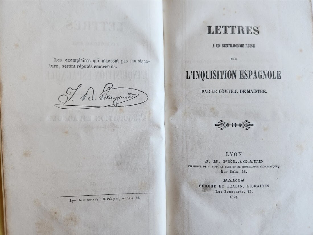 1874 LETTERS to RUSSIAN GENTLEMAN on SPANISH INQUISITION antique - 2