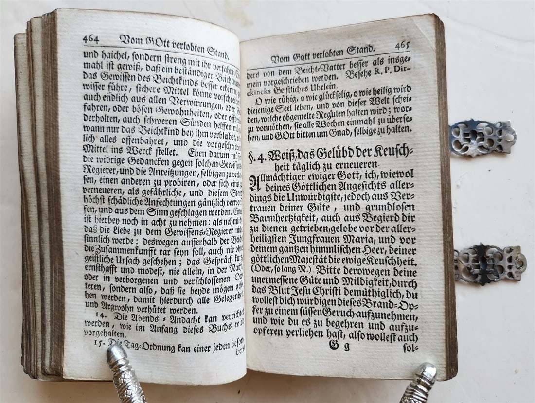 1754 GERMAN DEVOTIONAL BOOK antique BINDING w/ STUNNING SILVER FITTINGS - 16