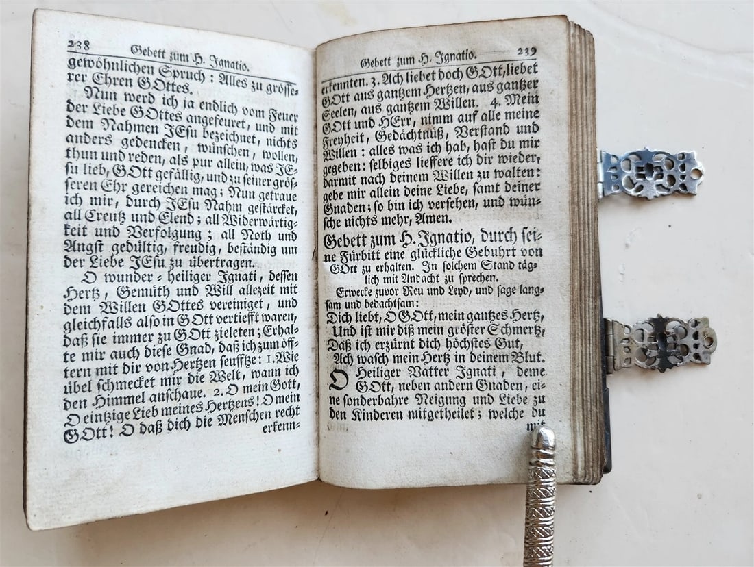 1754 GERMAN DEVOTIONAL BOOK antique BINDING w/ STUNNING SILVER FITTINGS - 17