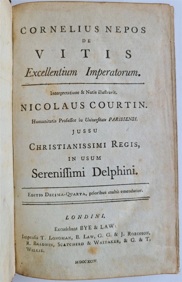 1794 DE VITIS EXCELLENTIUM IMPERATORUM by CORNELIUS NEPOS antique ROMAN HISTORY: FRANCESCA DA RIMINI EINE TRAGOEDIE IN VERSEN Deutsch von Vollmoller. by GABRIELE D'ANNUNZIO Berlin; [1903] illustrated by A. De Karolis original cloth decorated in gilt, with ties Edges untrimmed Size